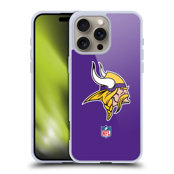 NFL Minnesota Vikings Logo Plain Soft Gel Case for Apple iPhone 16 Pro Max