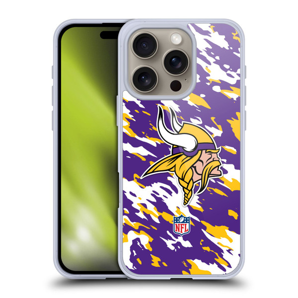 NFL Minnesota Vikings Logo Camou Soft Gel Case for Apple iPhone 16 Pro