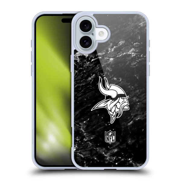 NFL Minnesota Vikings Artwork Marble Soft Gel Case for Apple iPhone 16 Plus NFL Minnesota Vikings Artwork Marble Soft Gel Case for Apple iPhone 16 Plus