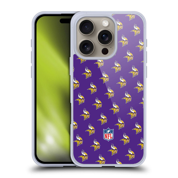 NFL Minnesota Vikings Artwork Patterns Soft Gel Case for Apple iPhone 16 Pro