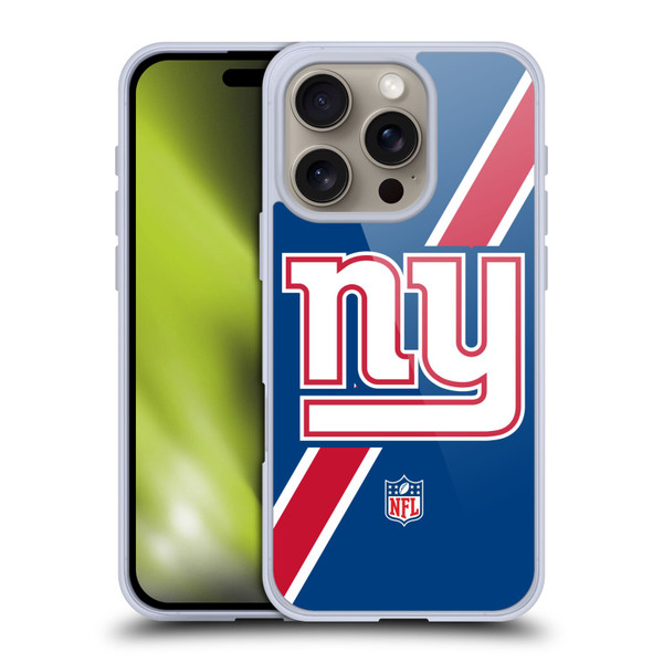 NFL New York Giants Logo Stripes Soft Gel Case for Apple iPhone 16 Pro