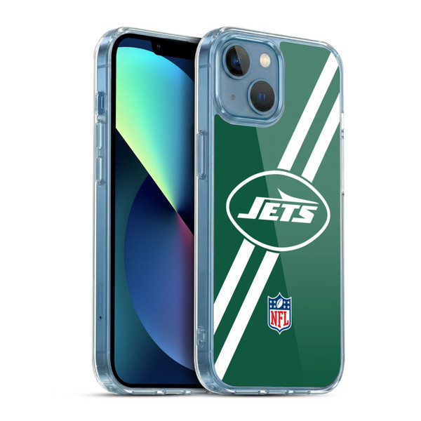 NFL New York Jets Logo Stripes Soft Gel Case for Apple iPhone 13 Mini & MagSafe