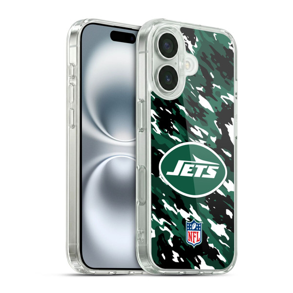 NFL New York Jets Logo Camou Soft Gel Case for Apple iPhone 16 & MagSafe