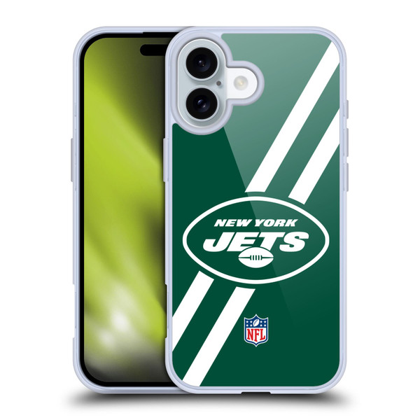NFL New York Jets Logo Stripes Soft Gel Case for Apple iPhone 16
