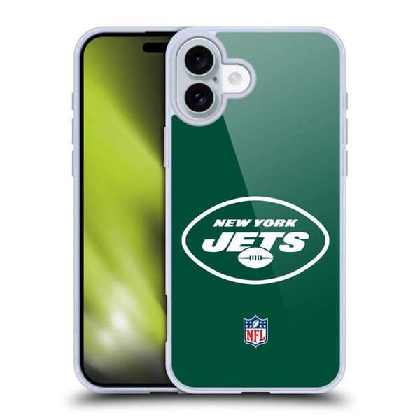 NFL New York Jets Logo Plain Soft Gel Case for Apple iPhone 16 Plus