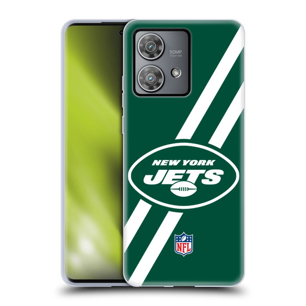 NFL New York Jets Logo Stripes Soft Gel Case for Motorola Edge 40 Neo 5G