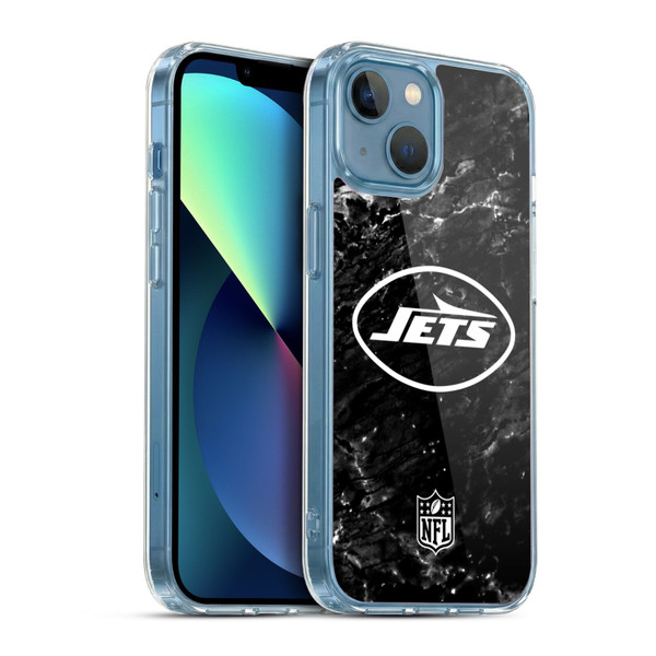 NFL New York Jets Artwork Marble Soft Gel Case for Apple iPhone 13 Mini & MagSafe