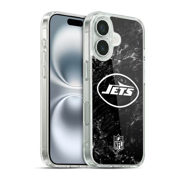 NFL New York Jets Artwork Marble Soft Gel Case for Apple iPhone 16 & MagSafe
