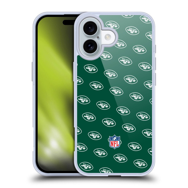 NFL New York Jets Artwork Patterns Soft Gel Case for Apple iPhone 16