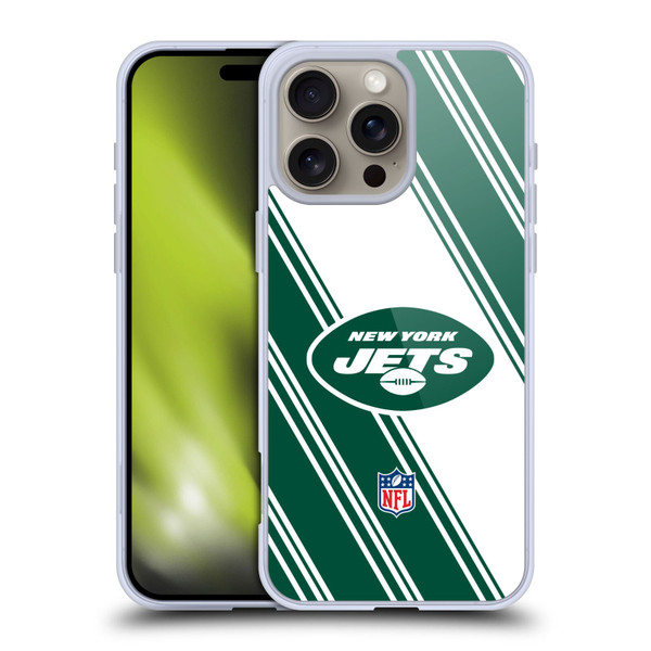 NFL New York Jets Artwork Stripes Soft Gel Case for Apple iPhone 16 Pro Max