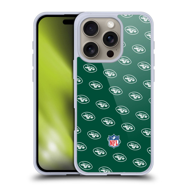 NFL New York Jets Artwork Patterns Soft Gel Case for Apple iPhone 16 Pro
