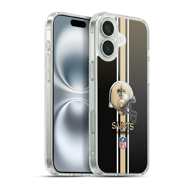 NFL New Orleans Saints Logo Helmet Soft Gel Case for Apple iPhone 16 Plus & MagSafe