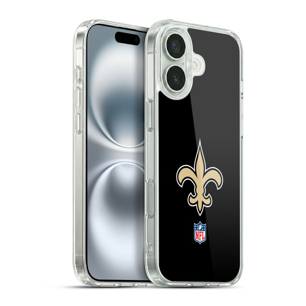 NFL New Orleans Saints Logo Plain Soft Gel Case for Apple iPhone 16 Plus & MagSafe