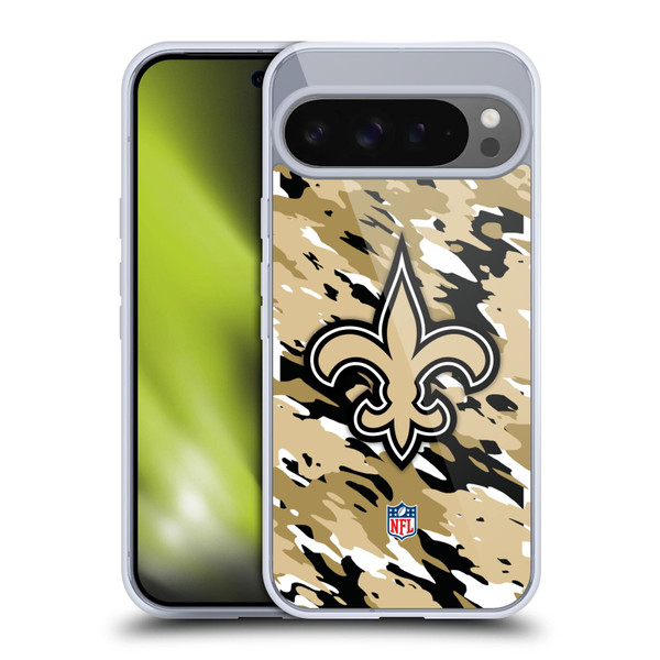 NFL New Orleans Saints Logo Camou Soft Gel Case for Google Pixel 9 Pro XL