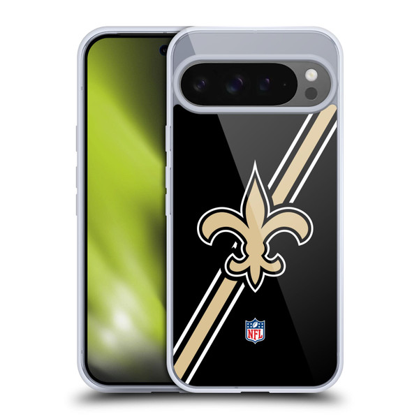 NFL New Orleans Saints Logo Stripes Soft Gel Case for Google Pixel 9 Pro XL
