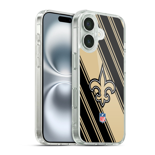 NFL New Orleans Saints Artwork Stripes Soft Gel Case for Apple iPhone 16 & MagSafe