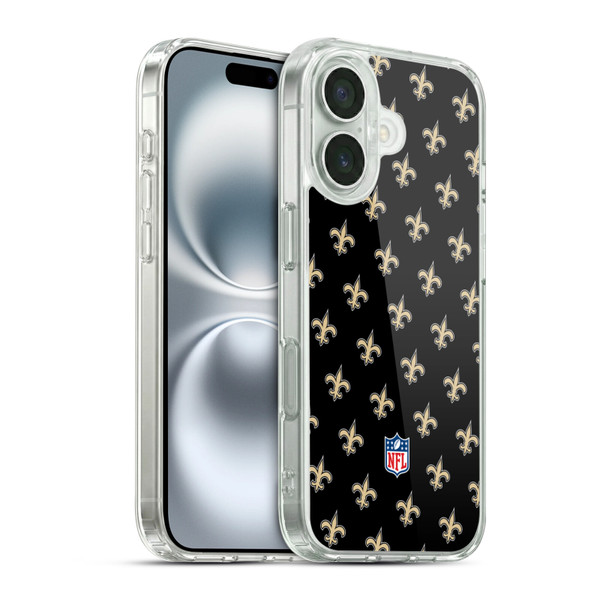 NFL New Orleans Saints Artwork Patterns Soft Gel Case for Apple iPhone 16 & MagSafe