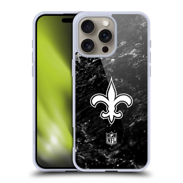NFL New Orleans Saints Artwork Marble Soft Gel Case for Apple iPhone 16 Pro Max