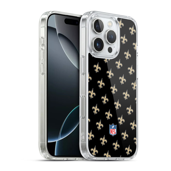 NFL New Orleans Saints Artwork Patterns Soft Gel Case for Apple iPhone 16 Pro & MagSafe
