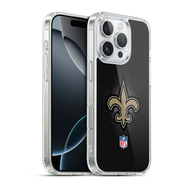 NFL New Orleans Saints Artwork LED Soft Gel Case for Apple iPhone 16 Pro & MagSafe