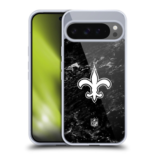 NFL New Orleans Saints Artwork Marble Soft Gel Case for Google Pixel 9 Pro XL
