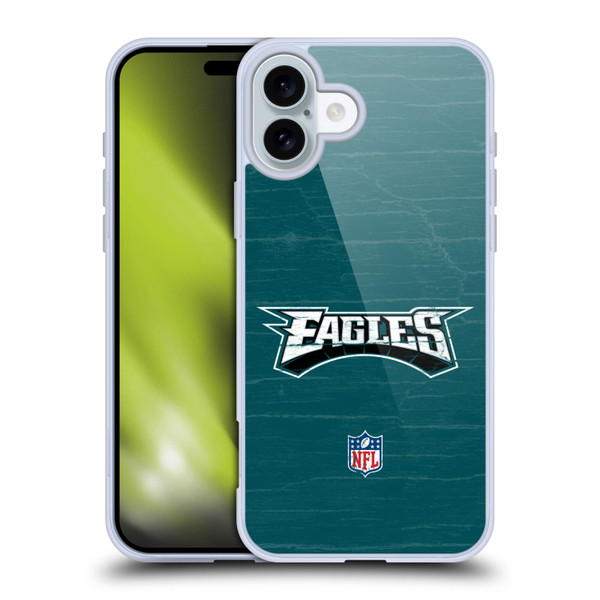 NFL Philadelphia Eagles Logo Distressed Look Soft Gel Case for Apple iPhone 16 Plus