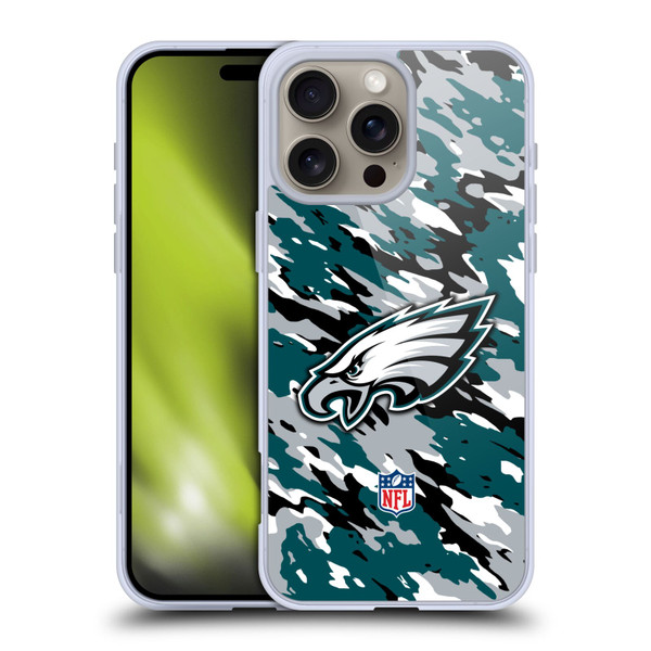 NFL Philadelphia Eagles Logo Camou Soft Gel Case for Apple iPhone 16 Pro Max
