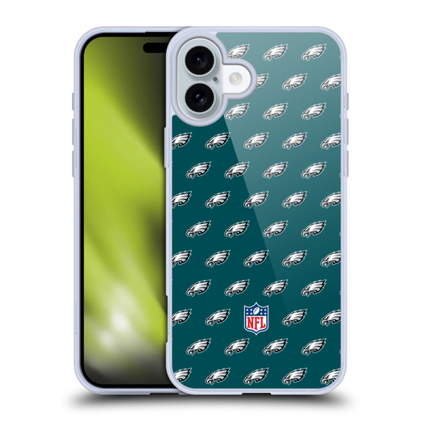 NFL Philadelphia Eagles Artwork Patterns Soft Gel Case for Apple iPhone 16 Plus