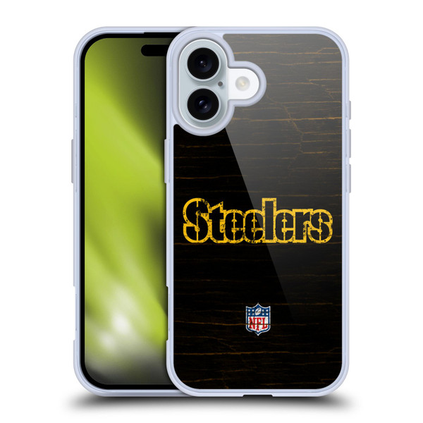 NFL Pittsburgh Steelers Logo Distressed Look Soft Gel Case for Apple iPhone 16