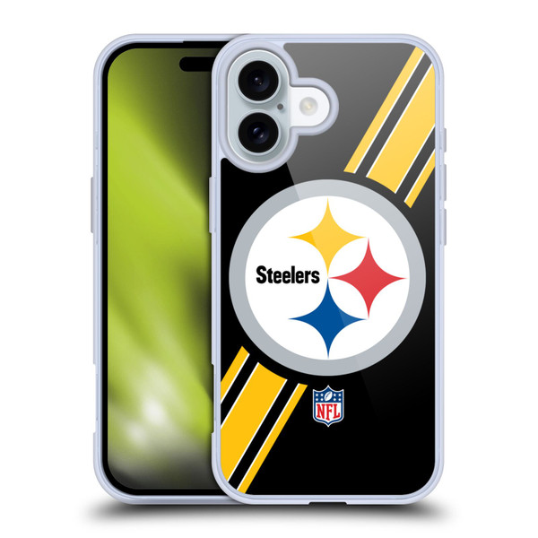 NFL Pittsburgh Steelers Logo Stripes Soft Gel Case for Apple iPhone 16