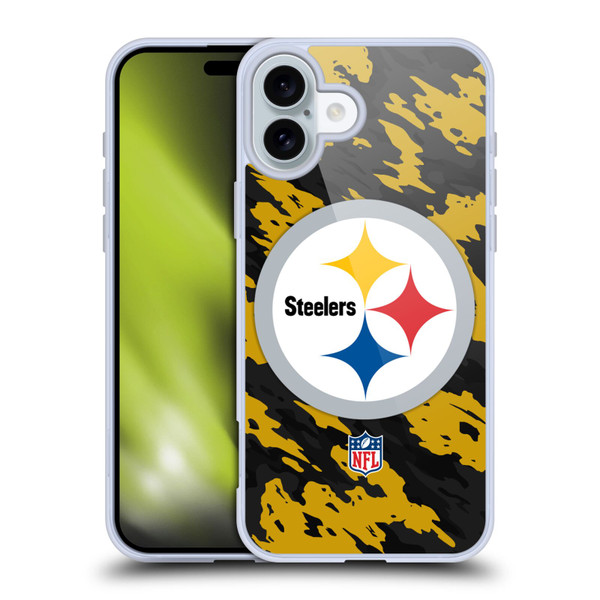NFL Pittsburgh Steelers Logo Camou Soft Gel Case for Apple iPhone 16 Plus