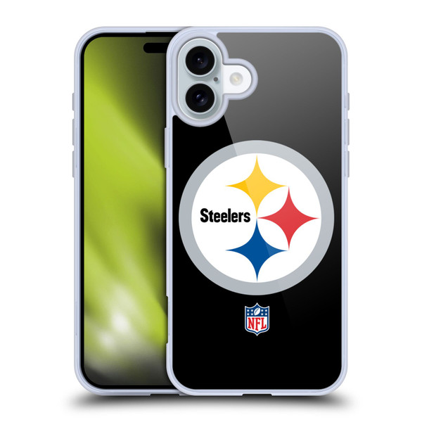 NFL Pittsburgh Steelers Logo Plain Soft Gel Case for Apple iPhone 16 Plus