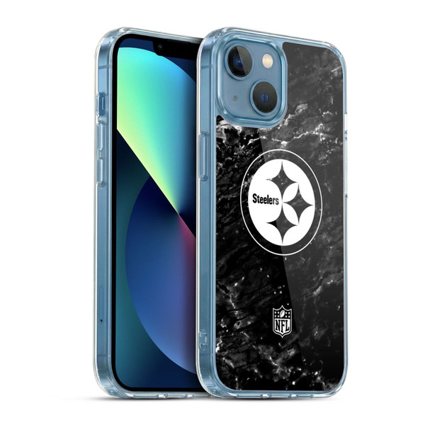 NFL Pittsburgh Steelers Artwork Marble Soft Gel Case for Apple iPhone 13 Mini & MagSafe