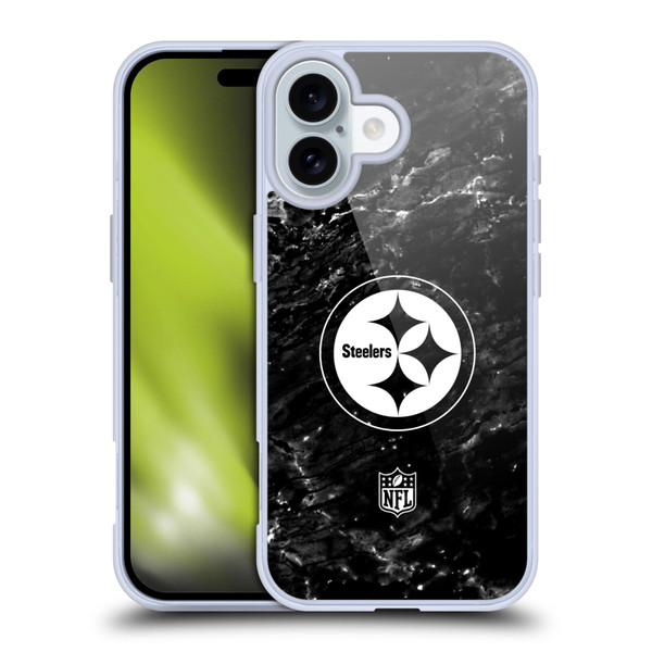 NFL Pittsburgh Steelers Artwork Marble Soft Gel Case for Apple iPhone 16
