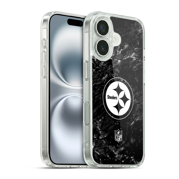NFL Pittsburgh Steelers Artwork Marble Soft Gel Case for Apple iPhone 16 & MagSafe