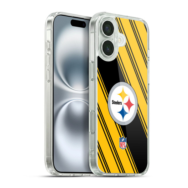 NFL Pittsburgh Steelers Artwork Stripes Soft Gel Case for Apple iPhone 16 Plus & MagSafe