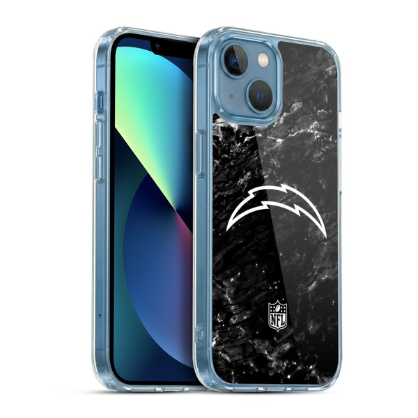 NFL Los Angeles Chargers Artwork Marble Soft Gel Case for Apple iPhone 13 Mini & MagSafe