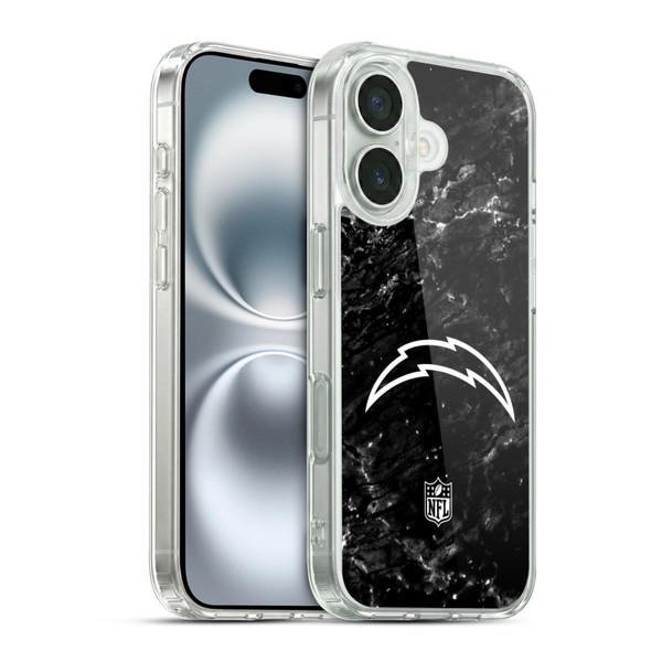 NFL Los Angeles Chargers Artwork Marble Soft Gel Case for Apple iPhone 16 & MagSafe