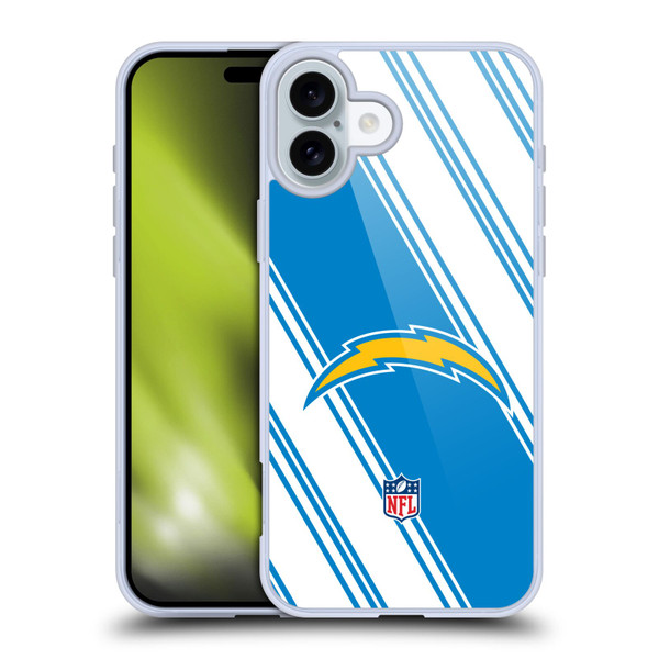 NFL Los Angeles Chargers Artwork Stripes Soft Gel Case for Apple iPhone 16 Plus