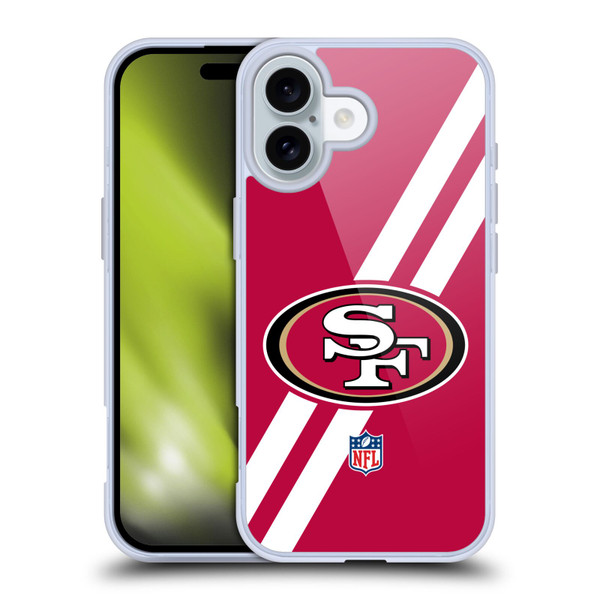 NFL San Francisco 49Ers Logo Stripes Soft Gel Case for Apple iPhone 16