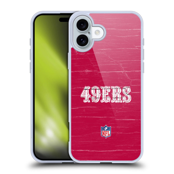 NFL San Francisco 49Ers Logo Distressed Look Soft Gel Case for Apple iPhone 16 Plus