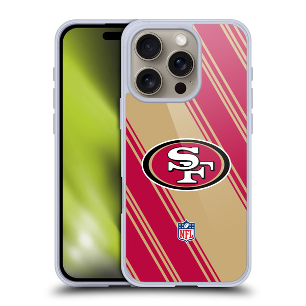NFL San Francisco 49ers Artwork Stripes Soft Gel Case for Apple iPhone 16 Pro