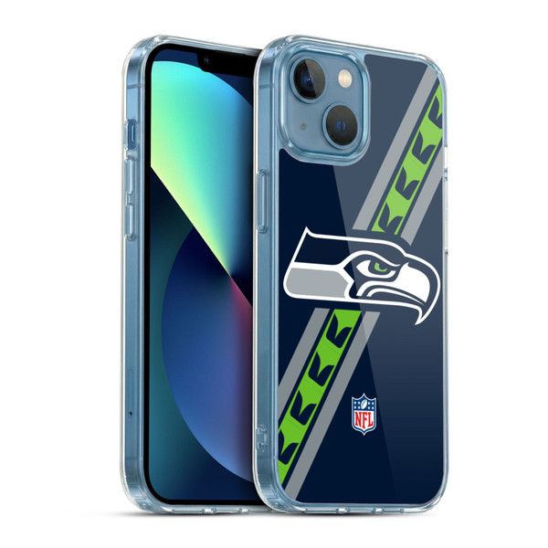 NFL Seattle Seahawks Logo Stripes Soft Gel Case for Apple iPhone 13 Mini & MagSafe