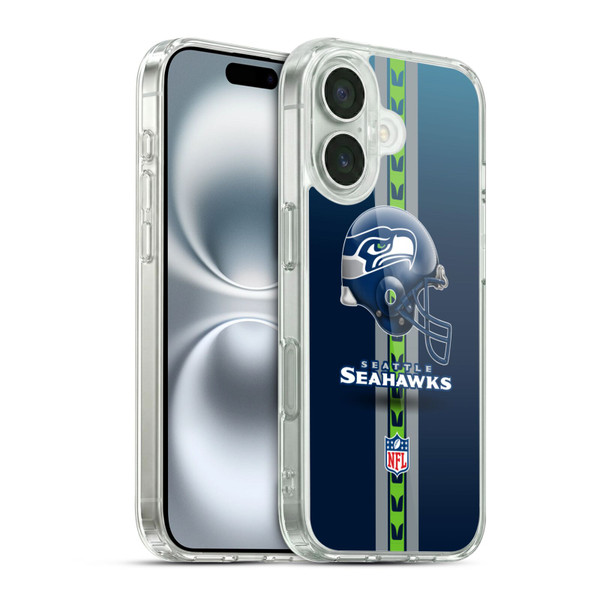 NFL Seattle Seahawks Logo Helmet Soft Gel Case for Apple iPhone 16 & MagSafe