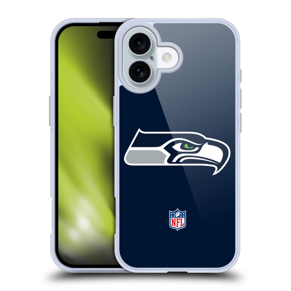 NFL Seattle Seahawks Logo Plain Soft Gel Case for Apple iPhone 16