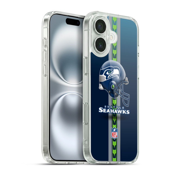 NFL Seattle Seahawks Logo Helmet Soft Gel Case for Apple iPhone 16 Plus & MagSafe