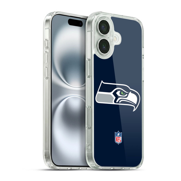 NFL Seattle Seahawks Logo Plain Soft Gel Case for Apple iPhone 16 Plus & MagSafe