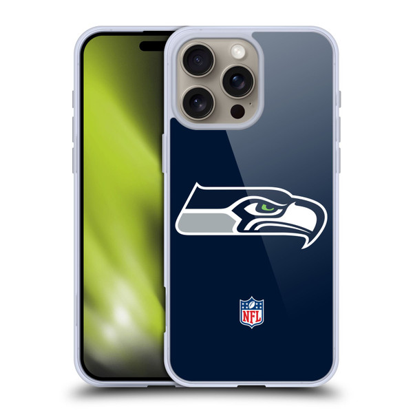 NFL Seattle Seahawks Logo Plain Soft Gel Case for Apple iPhone 16 Pro Max