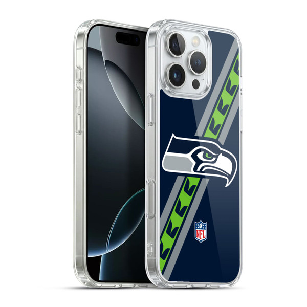 NFL Seattle Seahawks Logo Stripes Soft Gel Case for Apple iPhone 16 Pro Max & MagSafe