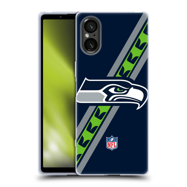 NFL Seattle Seahawks Logo Stripes Soft Gel Case for Sony Xperia 5 V 5G